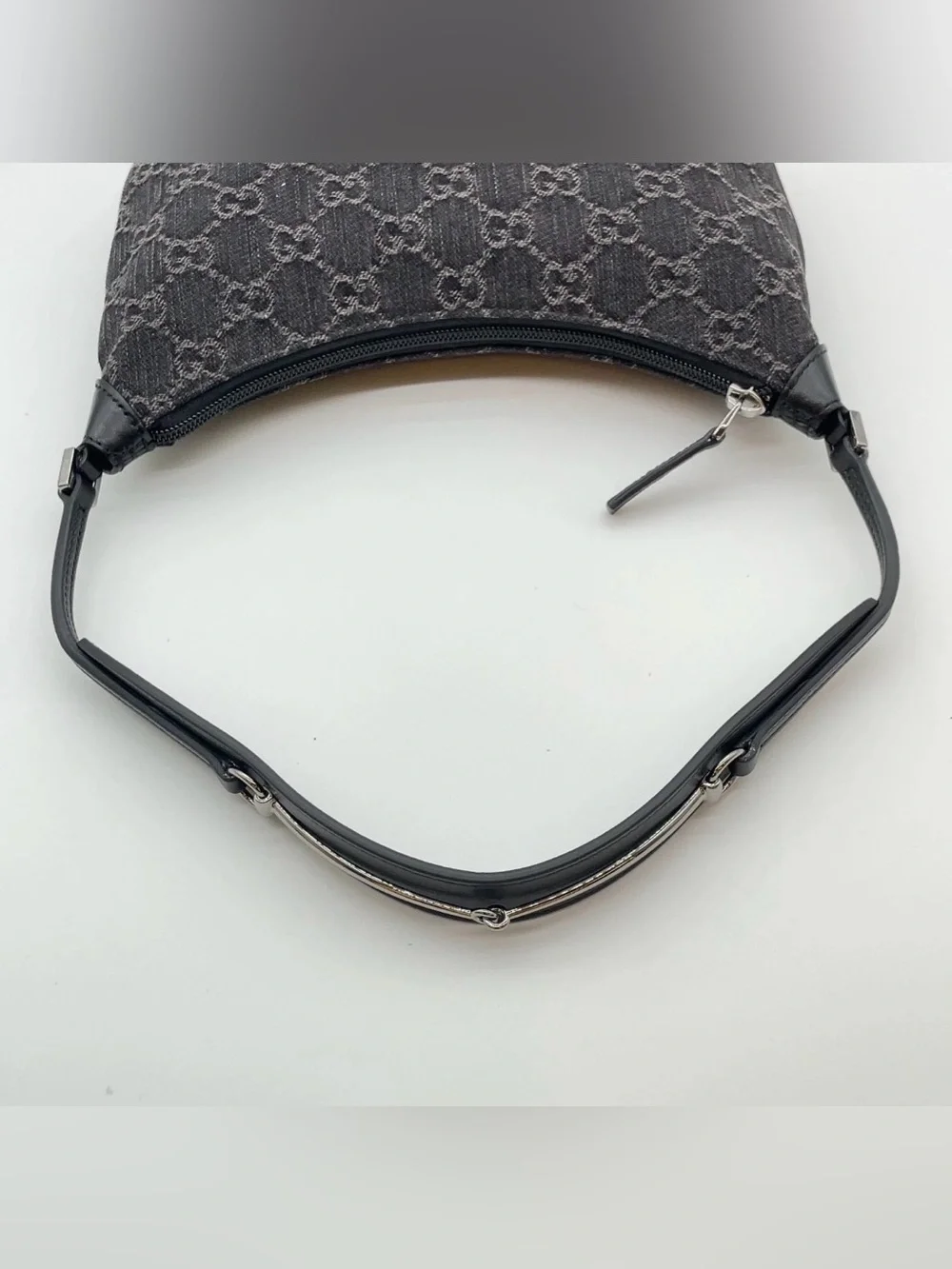 GUCCI Horsebit Slim Small Shoulder Shoulder Bag GG black denim - Picture 5 of 16